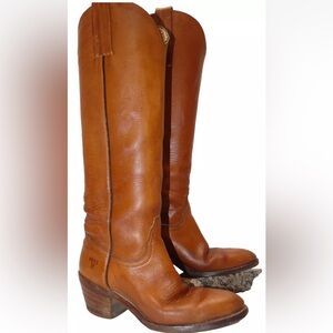 Women's Vintage FRYE western heel tall saddle boots leather sz 4.5
